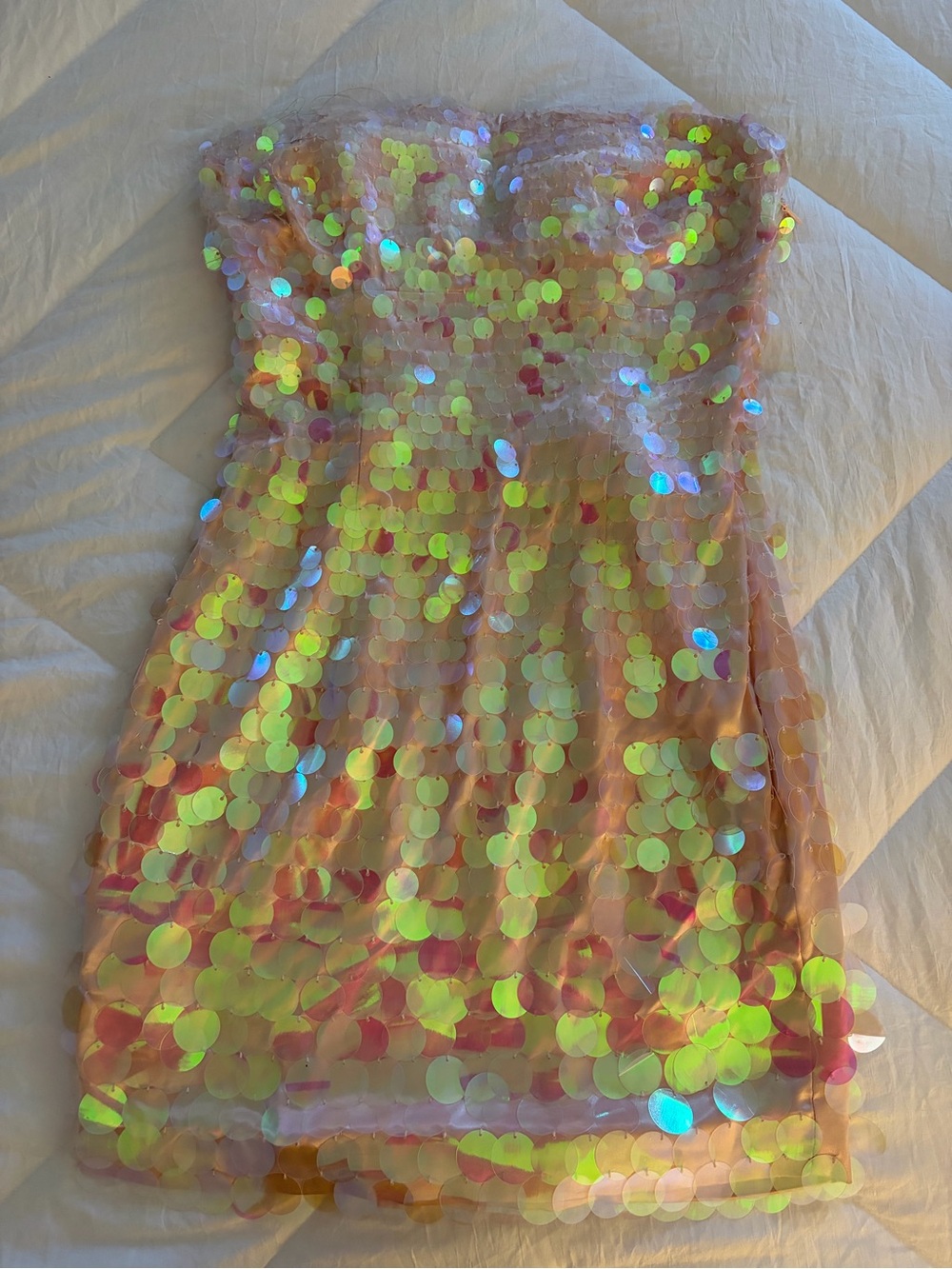 Bebe Iridescent Sequin Strapless Dress - Pink